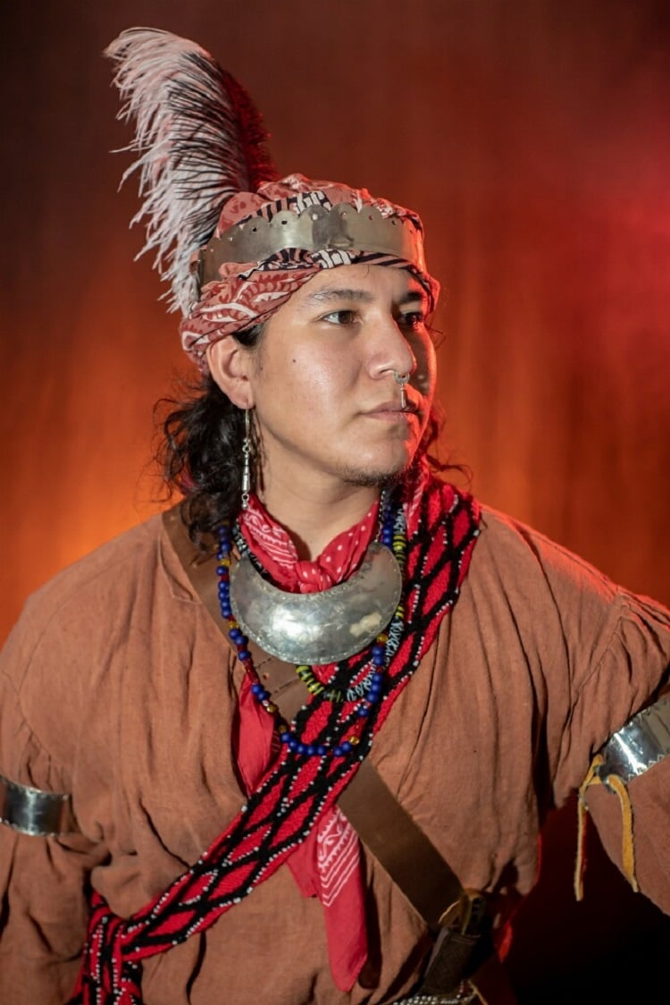 Headshot of Jake Tiger in traditional Seminole attire