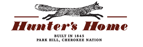 Hunter's Home , built in 1845, Park Hill, Cherokee Nation, logo with a fox illustration