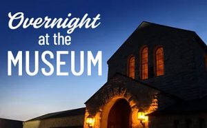 The Will Rogers Memorial Museum at night.