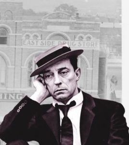 Buster Keaton and an historic photo of Perry.