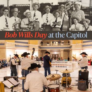 A photo of Jason Steagall's Western Swing band performing at the Capitol. A photo of Bob Wills and his Texas Playboys is also featured.