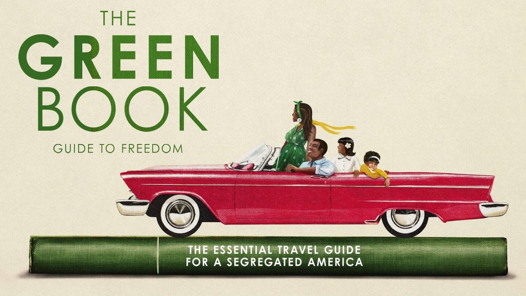 Green Book Guide to Freedom movie poster. An African American family riding in a red convertible.