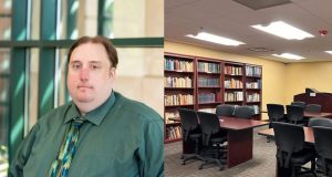 Aaron Preston and the Library room of the Cherokee Strip Regional Heritage Center.