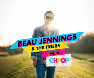 Beau Jennings and the Tigers promotional photo of Beau Jennings and the OKPOP logo