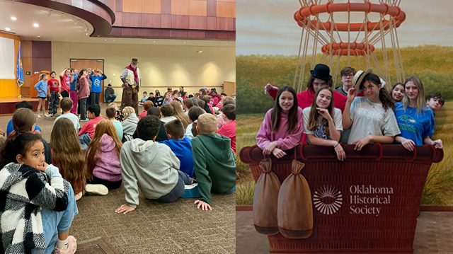 Children gathered at the Oklahoma History Center.