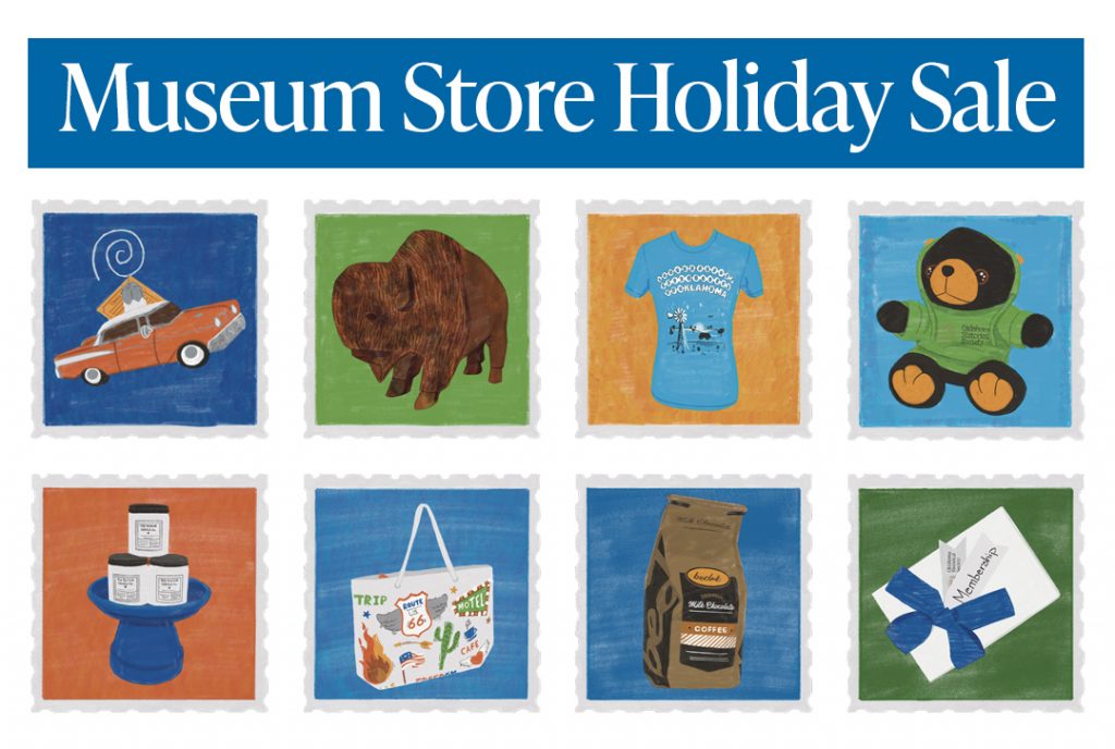 Illustrations of ornaments, coffee, t-shirts, stuffed animals and other merchandise.