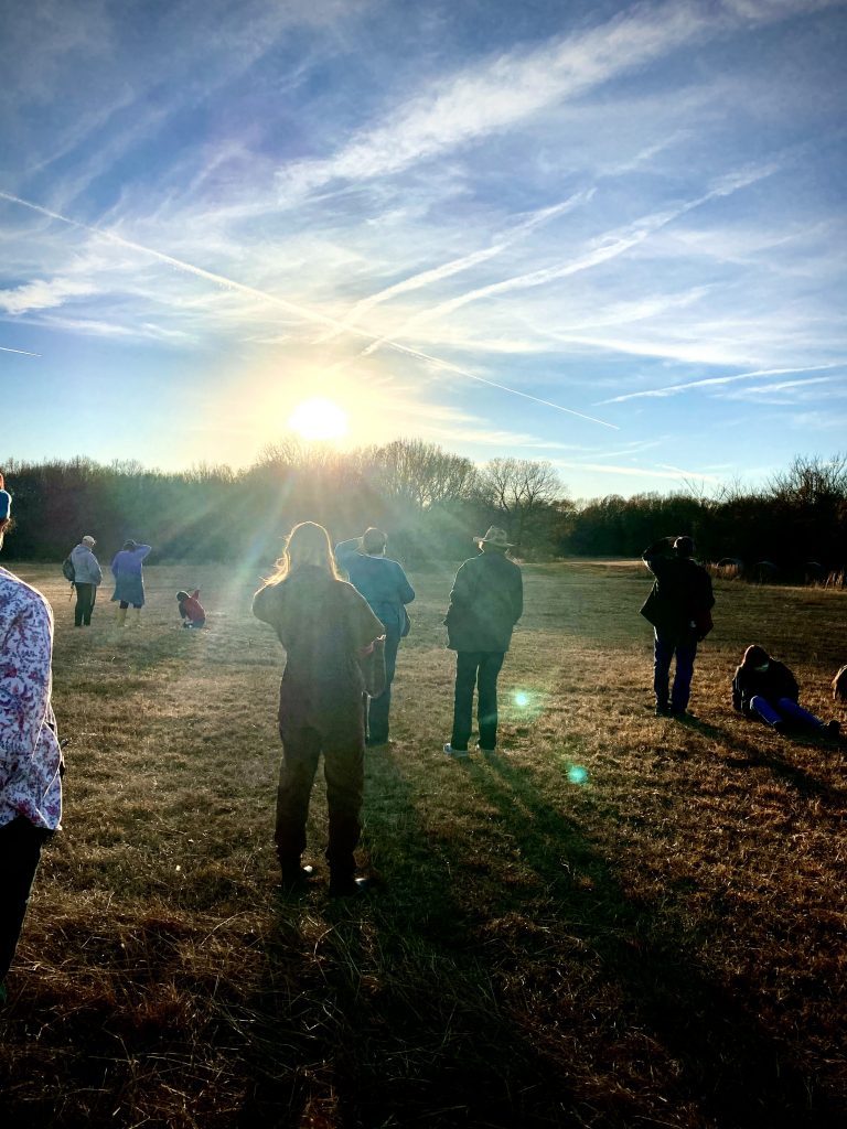 Visitors gathered to watch the sunset at Spiro