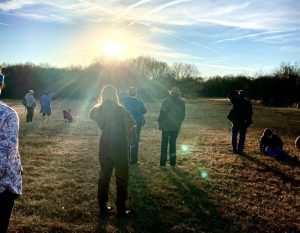 Visitors gathered to watch the sunset at Spiro
