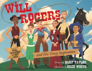 Book cover depicting illustrations of Will Rogers and friends