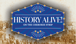 History Alive banner with an historic image of a town gathering.