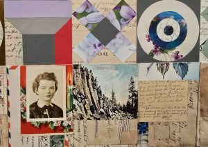 Paper and greeting card collage featuring old photos, Christmas cards and handwritten notes.