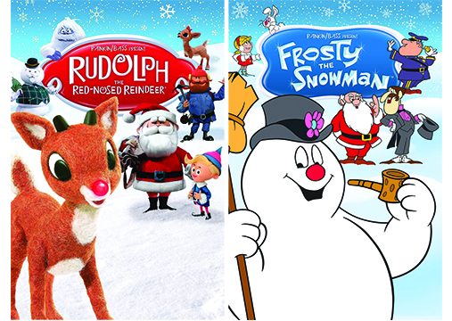 Movie characters Rudolph the Red-Nosed Reindeer and Frosty the Snowman.