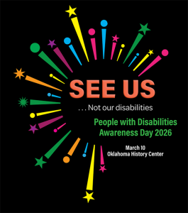 A starbust design with the words 'See Us...Not our disabilities' at the center.