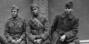 Black soldiers of World War I, some pictured wearing the Croix de Guerre medal..