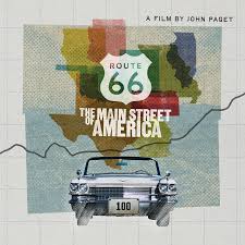 A collage, distinguished by transparent shapes of states that contain Route 66.