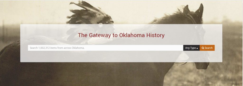 An image of a Native American on horseback and a search bar for The Gateway.