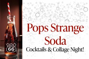 Soda Bubbles and a soda pop with striped straw.