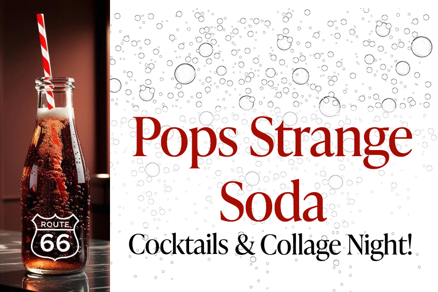 Soda Bubbles and a soda pop with striped straw.