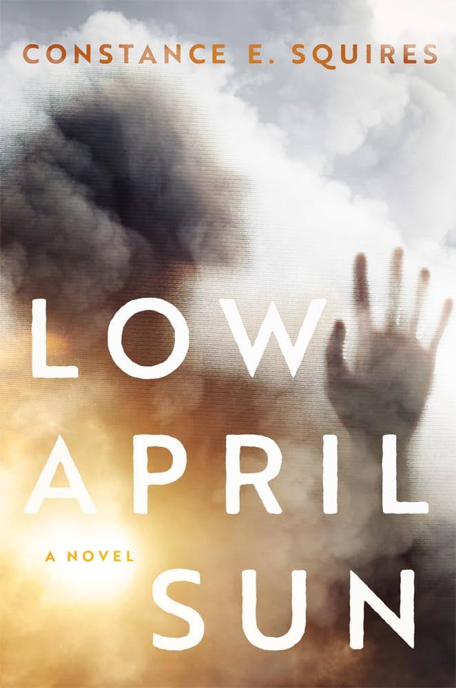 A bookcover illustration of a sunlit corner, an explosion of smoke and a hand reaching out with a flat palm.