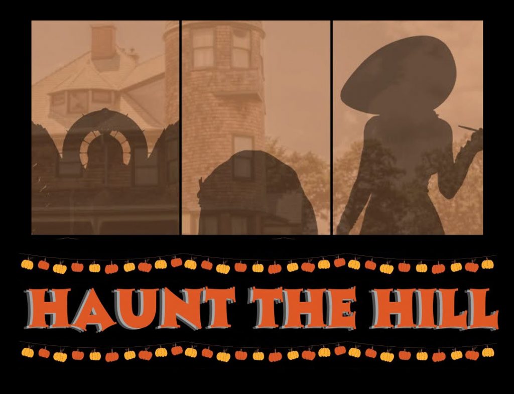 Silhouetted figures in the form of Old West shadows and the words 'Haunt the Hill.'