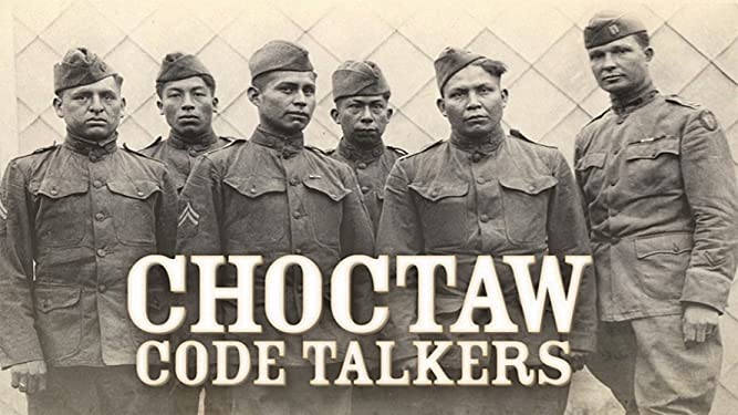 Historic image of Code Talkers in uniform.