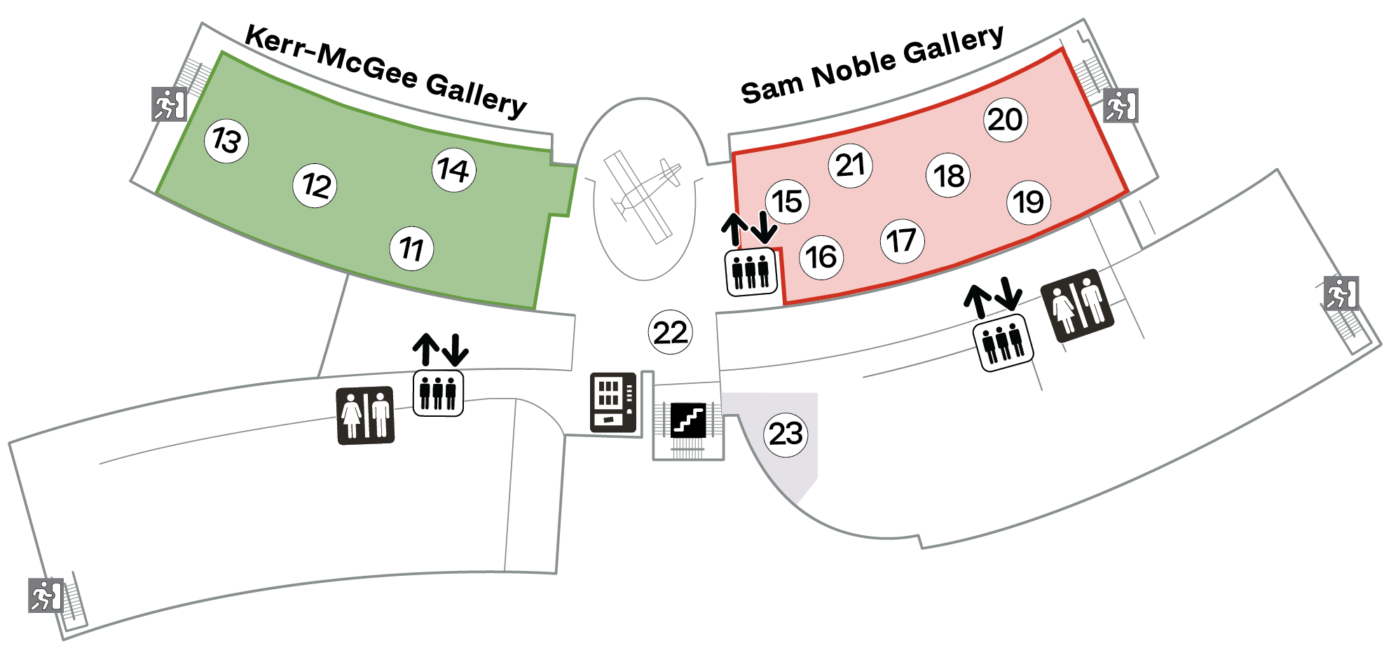 Map of the third-floor spaces inside the Oklahoma History Center