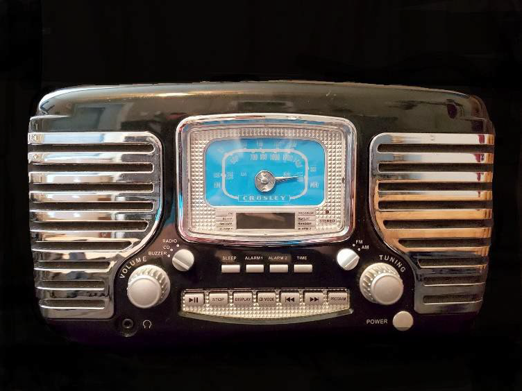 A vintage-style chrome radio