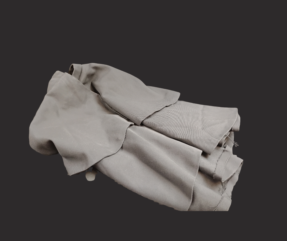 A gray silky folded cape.