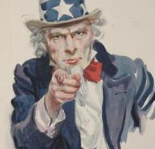 Illustrated Warl War poster featuring Uncle Sam pointing at the viewer