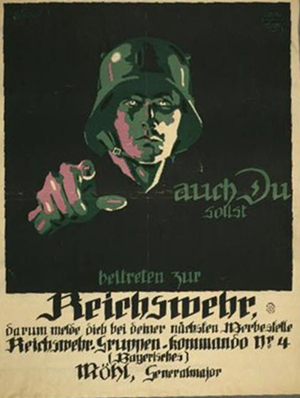 A dark illustration of a German soldier pointing at the viewer