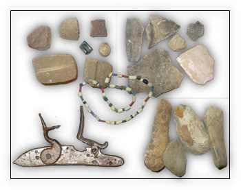 Various arrowheads and tools made of stone and bones were found at Bryson Paddock.