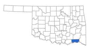 Map of Oklahoma highlighting Choctaw County in the southwestern region.
